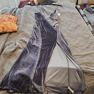 Free people Elegant silver grey velour Maxi Dress